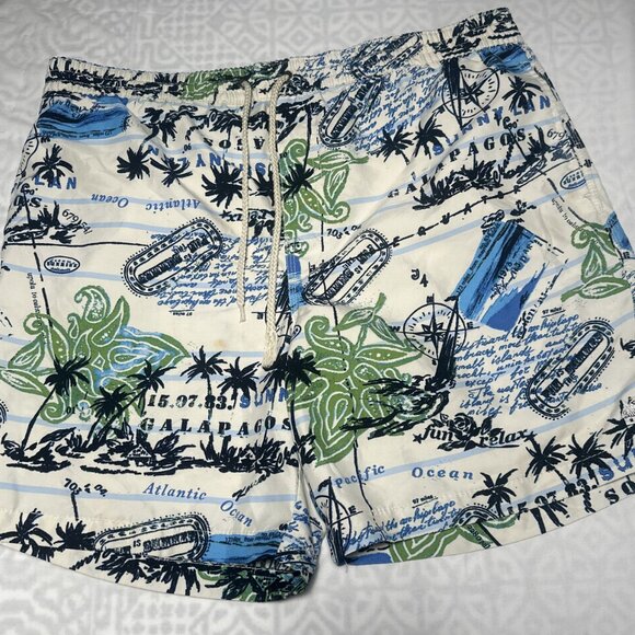 Caribbean Joe "Galapagos Island" Print Swim Trunks Medium - Picture 2 of 7
